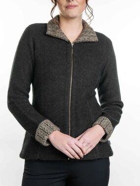 Koru Two Tone Jacket, Merino Wool Possum Fur Silk Blend, Size Small